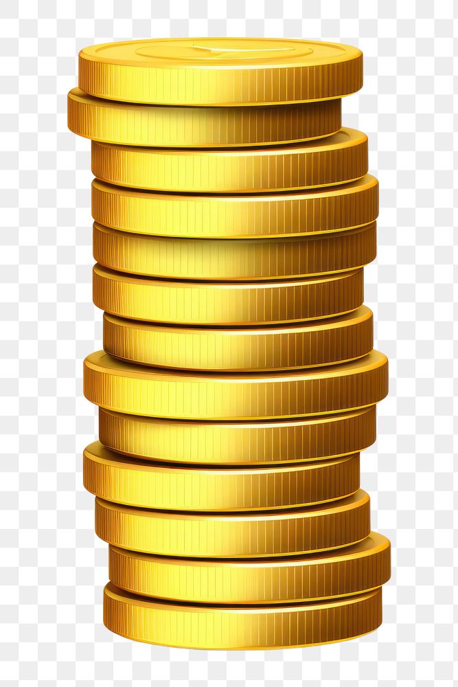 PNG A minimal golden coin stack money white background investment. AI generated Image by rawpixel.