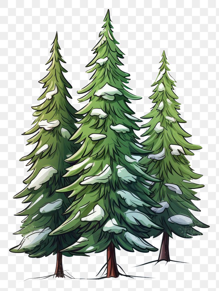 PNG Pine trees cartoon plant snow. AI generated Image by rawpixel.