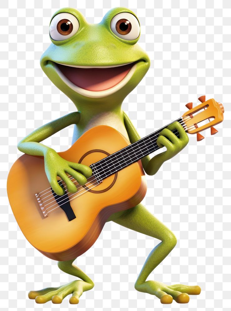 PNG A frog guitar amphibian white background. AI generated Image by rawpixel.