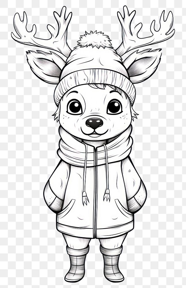 PNG A reindeer drawing sketch winter. AI generated Image by rawpixel.