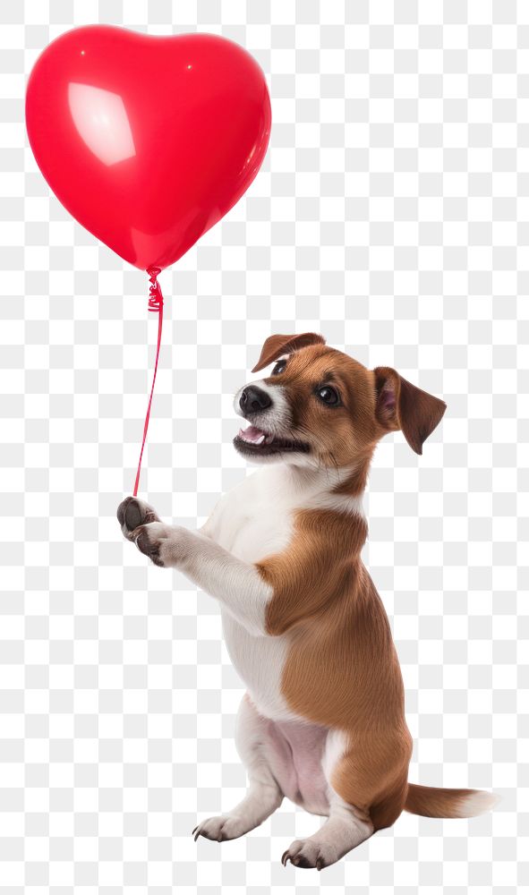 PNG A dog biting a balloon heart mammal animal puppy. AI generated Image by rawpixel.