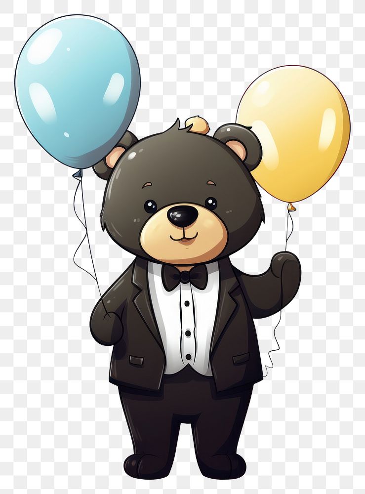 PNG A birthday bear balloon drawing representation. AI generated Image by rawpixel.