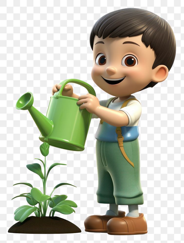 PNG  A child watering plant cute white background agriculture. AI generated Image by rawpixel.