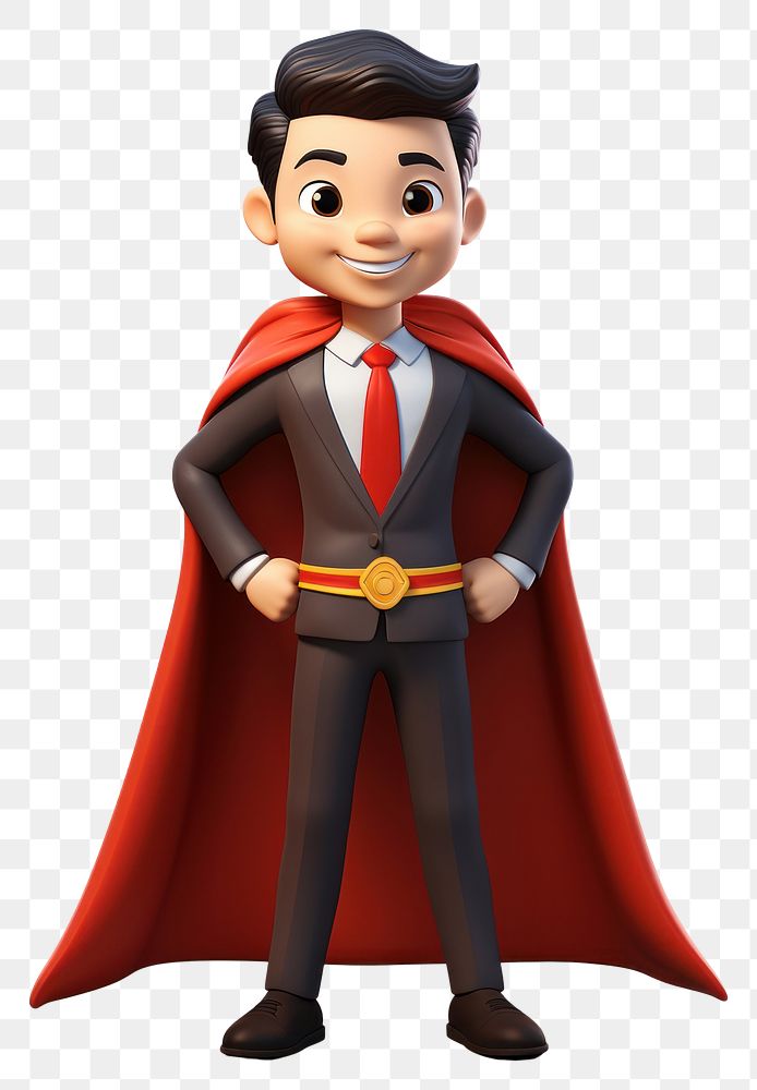PNG  Business man wearing a cape white background achievement superhero. AI generated Image by rawpixel.
