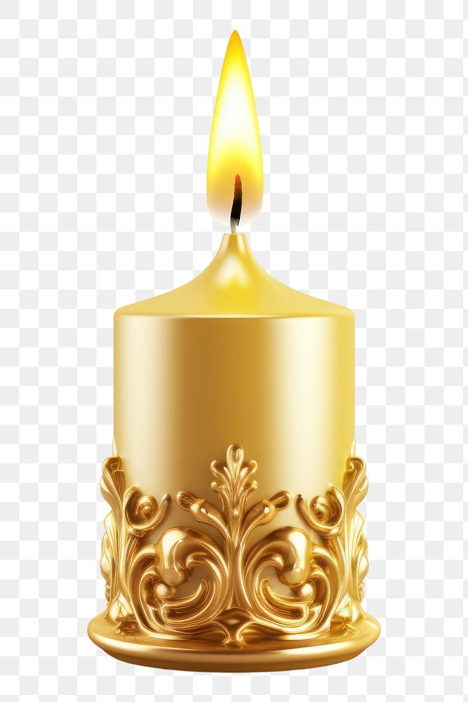 PNG Golden birthday candle white background spirituality illuminated. AI generated Image by rawpixel.