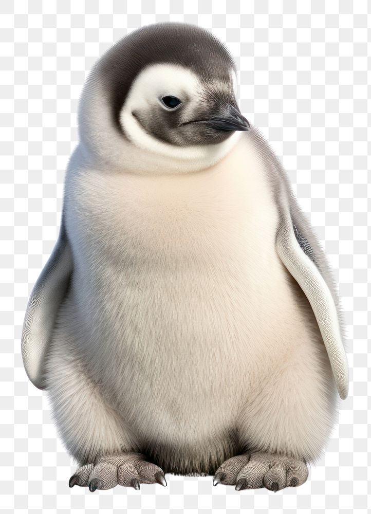 PNG Grey baby emperor penguin animal bird white background. AI generated Image by rawpixel.