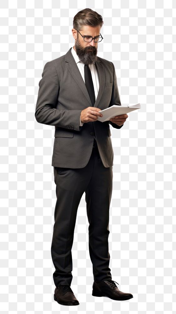 PNG Standing reading tuxedo adult. .