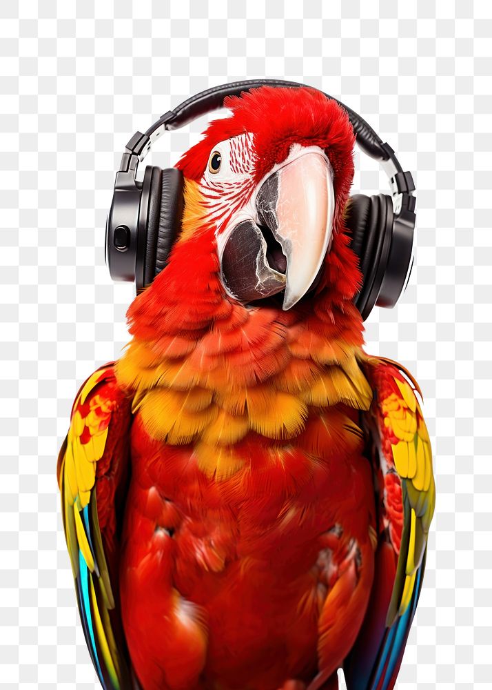 PNG Headphones headset parrot animal. AI generated Image by rawpixel.
