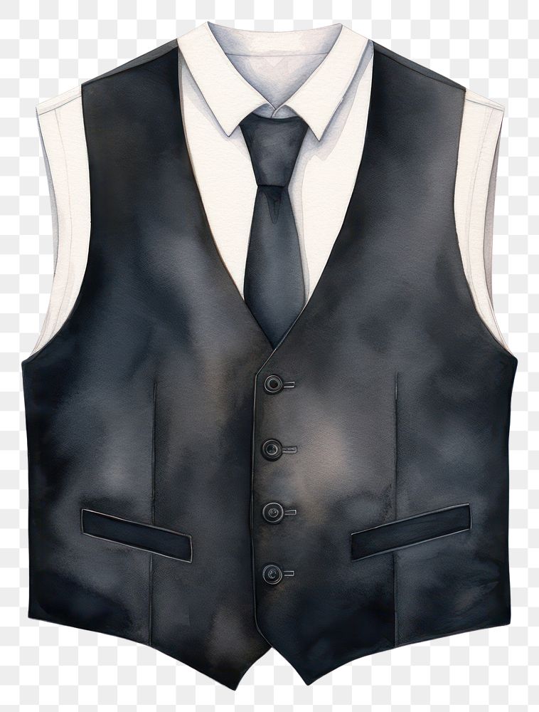 PNG  Waistcoat black tie accessories. AI generated Image by rawpixel.