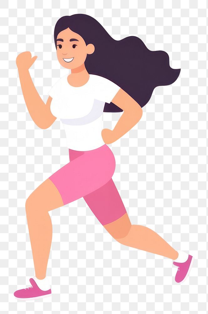 PNG  Woman running jogging cartoon determination. AI generated Image by rawpixel.