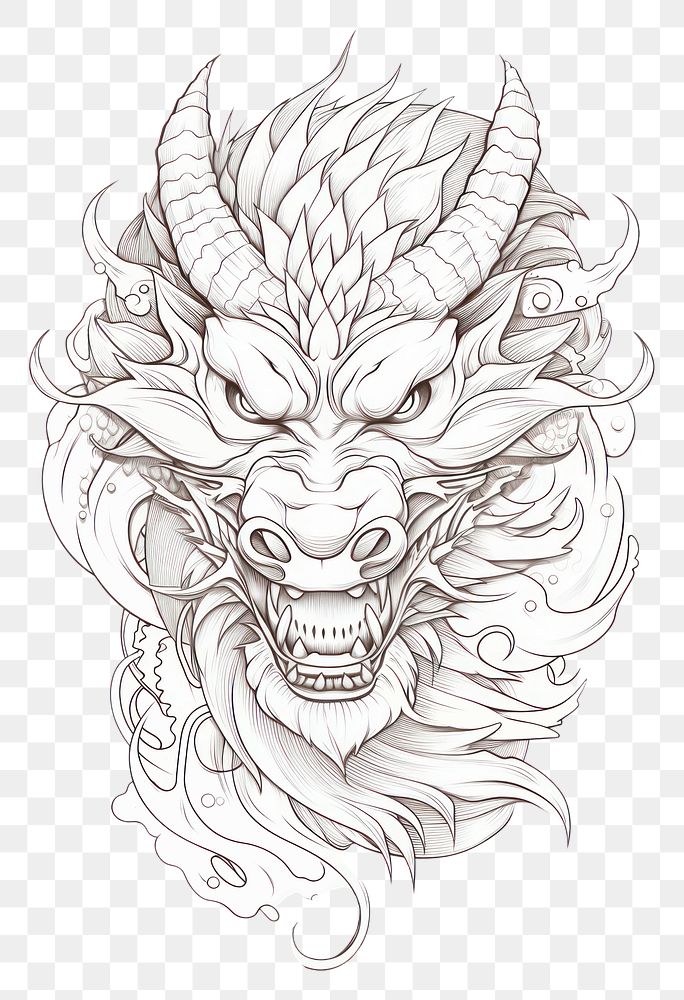 PNG  Dragon tattoo drawing sketch dragon. AI generated Image by rawpixel.