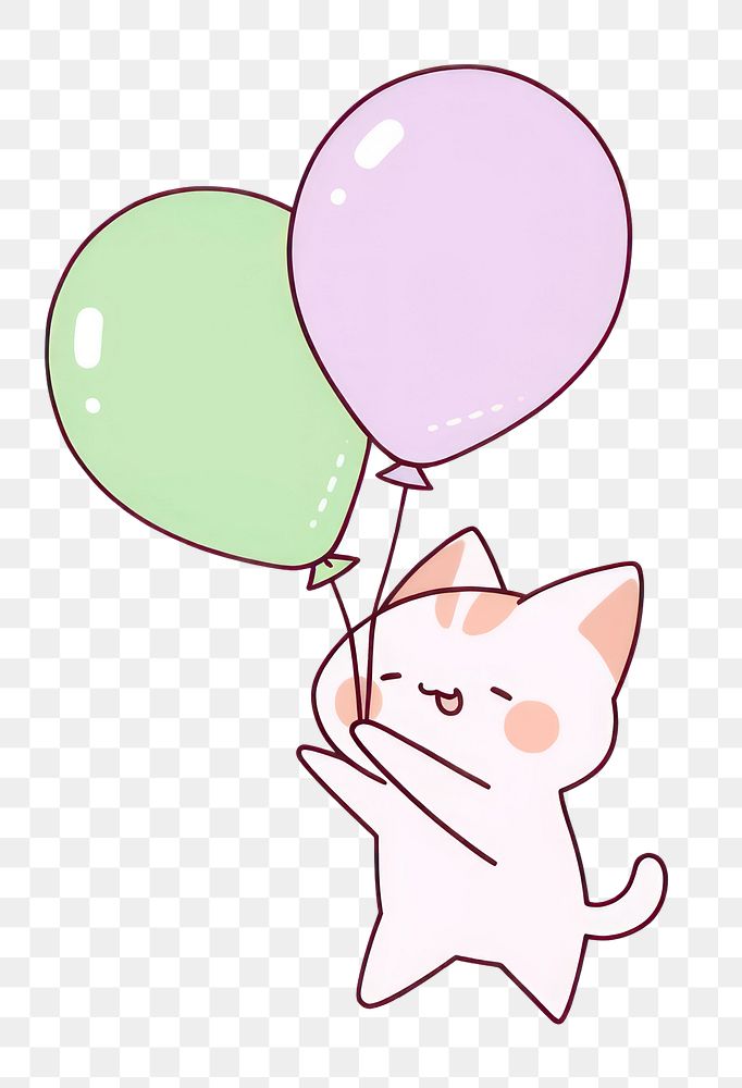 PNG Cat holding balloon drawing mammal animal. AI generated Image by rawpixel.