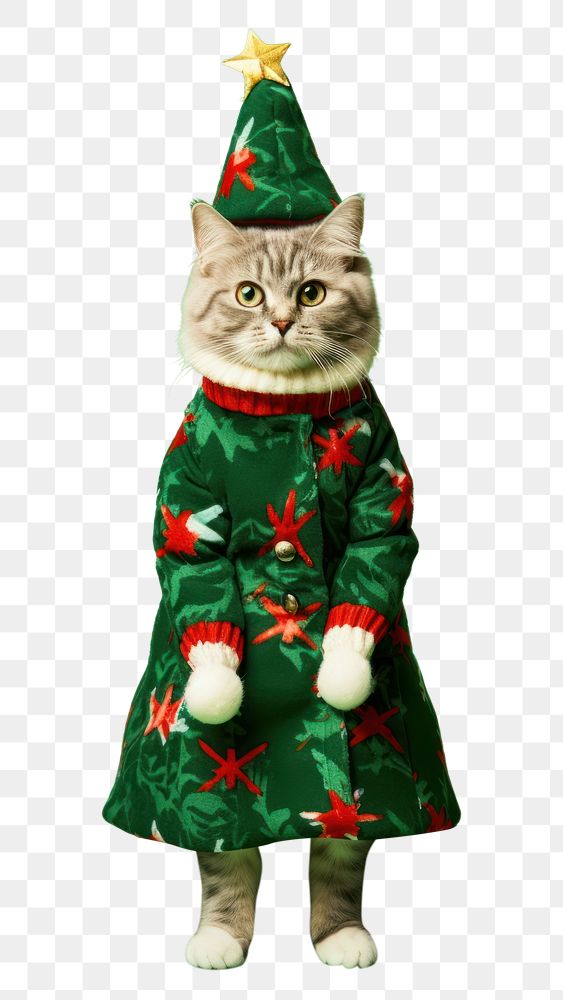 PNG Cat in Christmas tree costume. AI generated Image by rawpixel.