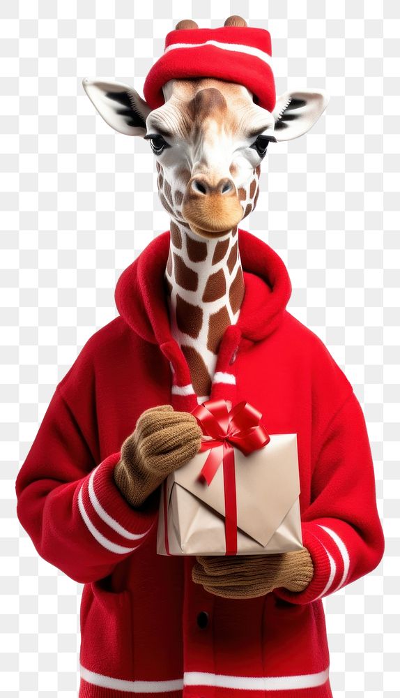PNG Giraffe holding Christmas gift. AI generated Image by rawpixel.