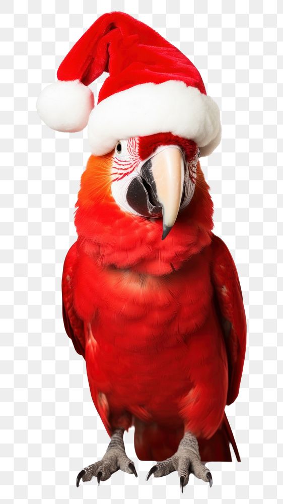 PNG Parrot wearing Christmas hat. AI generated Image by rawpixel.