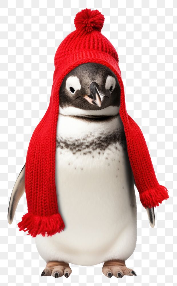 PNG Penguin in red knitted beanie. AI generated Image by rawpixel.