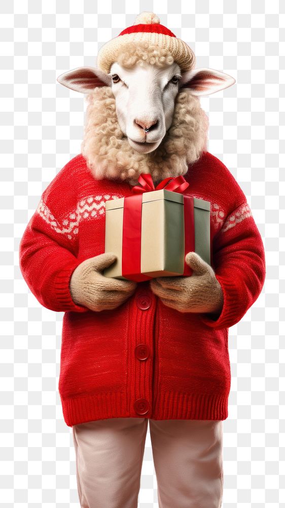 PNG Sheep holding Christmas gift. AI generated Image by rawpixel.