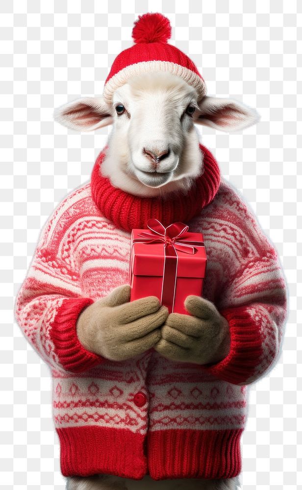 PNG Sheep holding Christmas gift. AI generated Image by rawpixel.