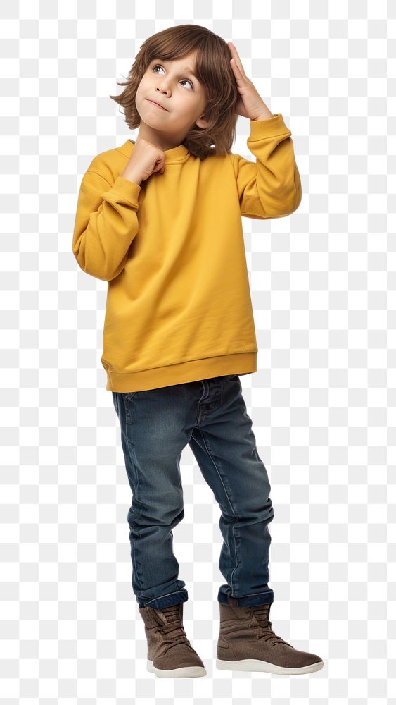 PNG Child white background sweatshirt displeased. AI generated Image by rawpixel.