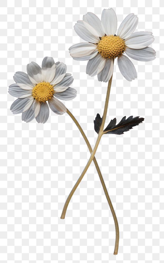 PNG Real pressed a single minimal Feverfew flower daisy petal. AI generated Image by rawpixel.