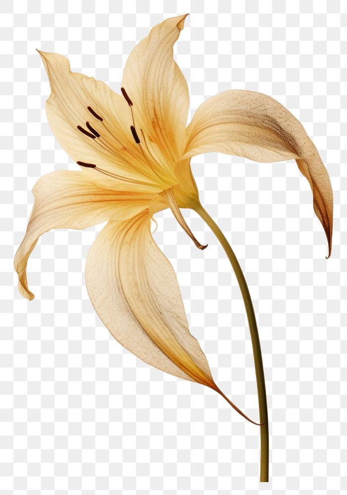 PNG Real pressed a single lily plant flower inflorescence freshness. .