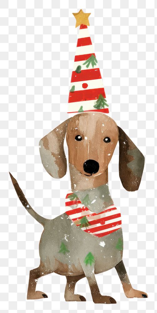 PNG Dachshund wearing Christmas scarf christmas drawing mammal. 