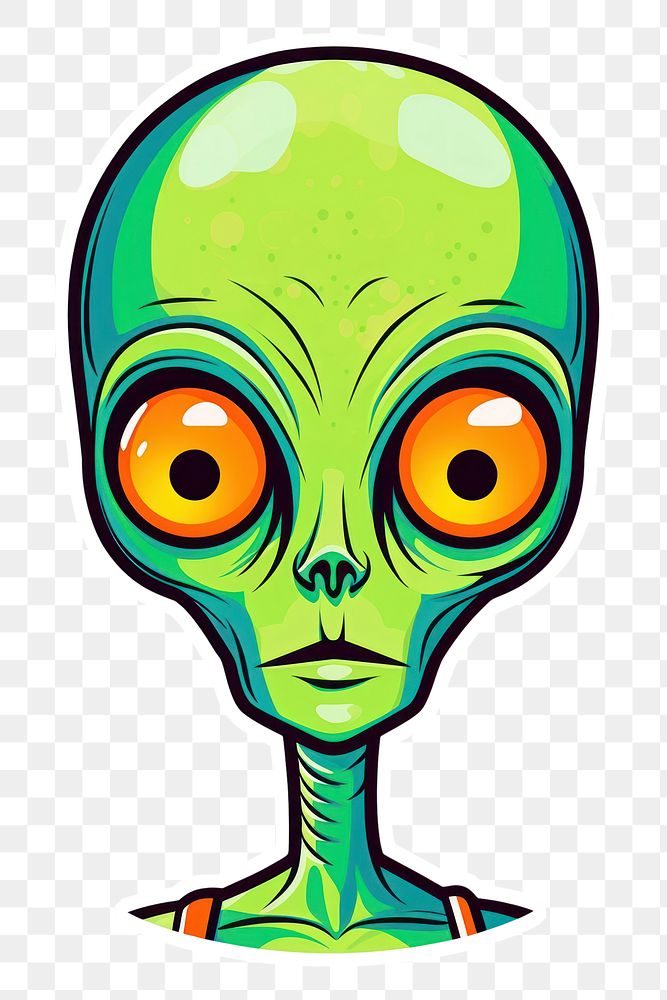 PNG  Alien pop art sticker drawing representation illustrated. AI generated Image by rawpixel.
