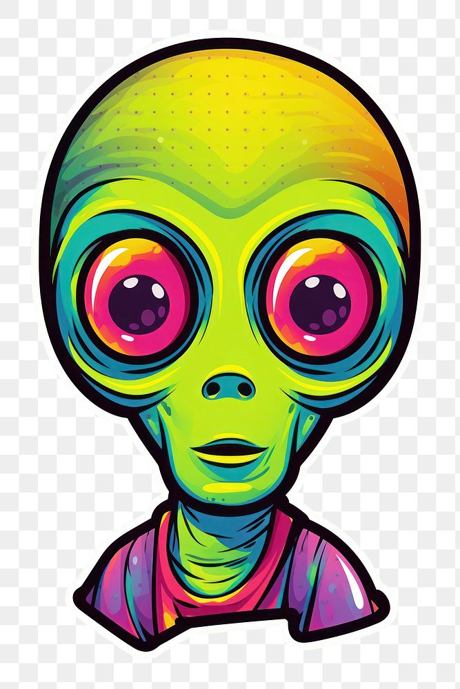 PNG  Alien pop art sticker drawing alien representation. AI generated Image by rawpixel.