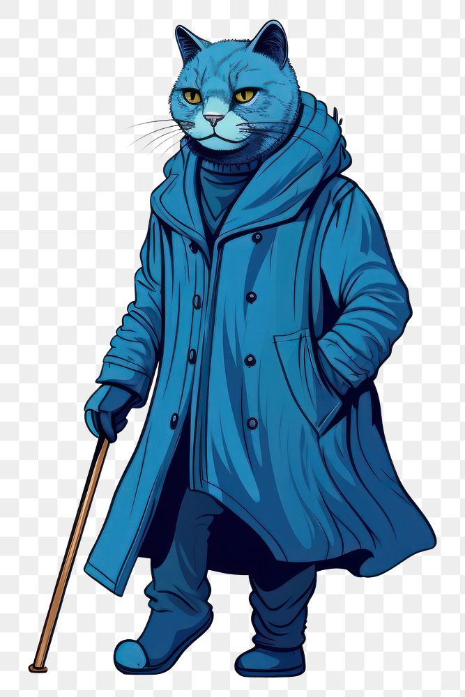 PNG A blue cat standing winter coat. AI generated Image by rawpixel.