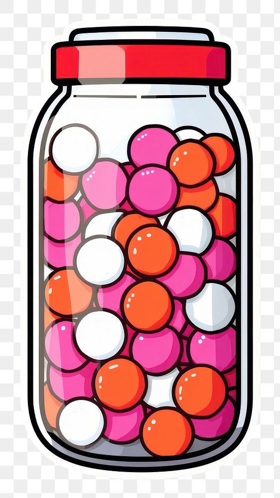 PNG  Candy pop art sticker jar white background biotechnology. AI generated Image by rawpixel.