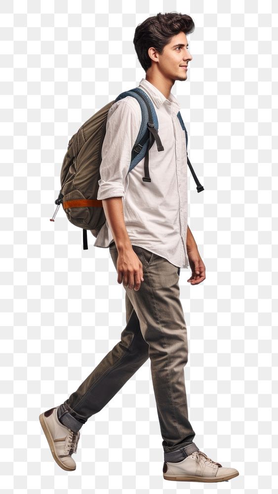 PNG American student walking footwear backpack. AI generated Image by rawpixel.