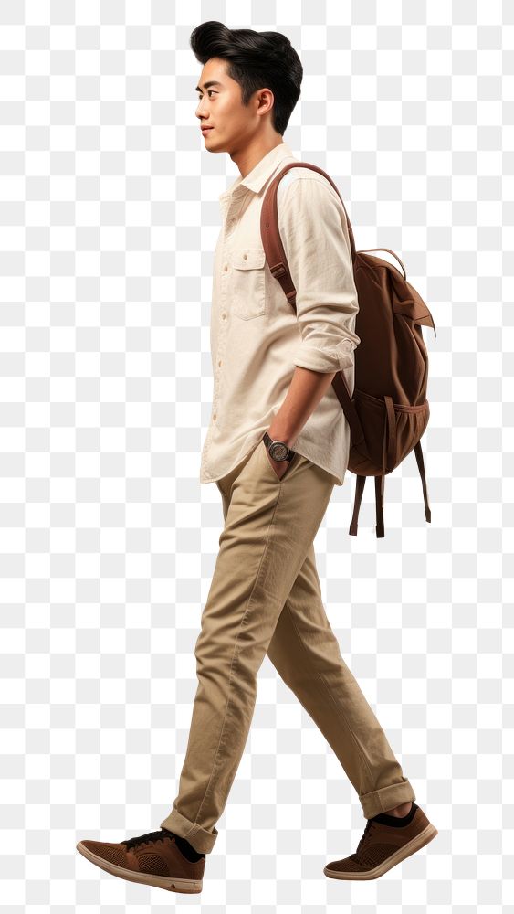 PNG Japanese student walking backpack adult. 