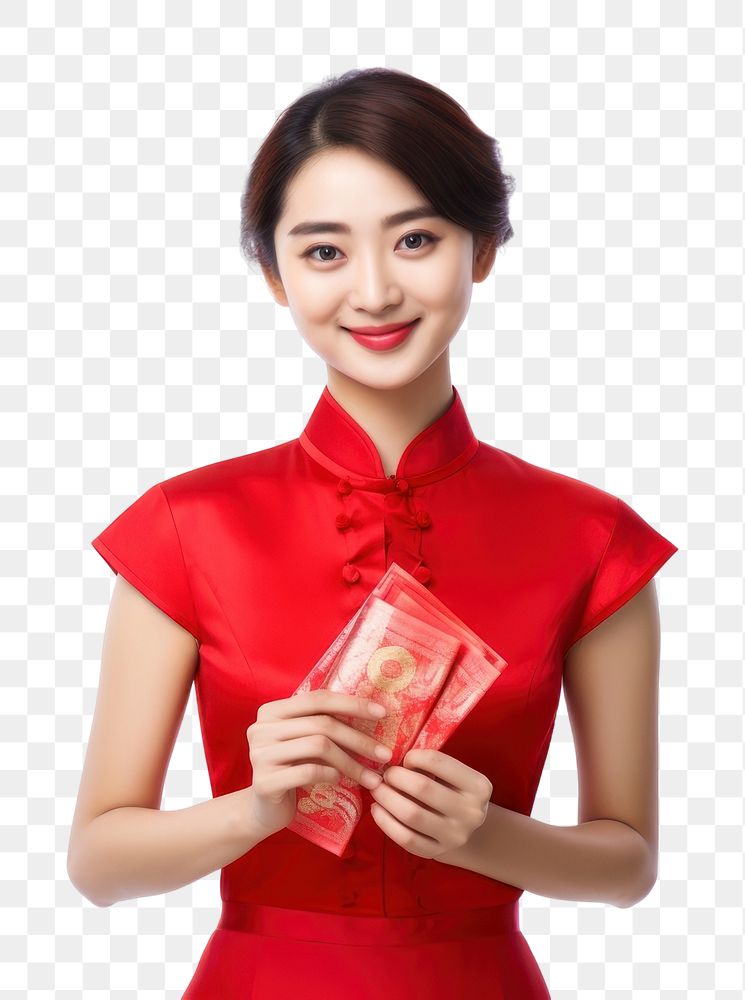 PNG Chinese new year holding smile dress. AI generated Image by rawpixel.
