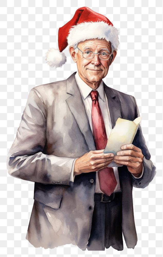 PNG Lawyer wearing santa hat portrait adult white background. AI generated Image by rawpixel.