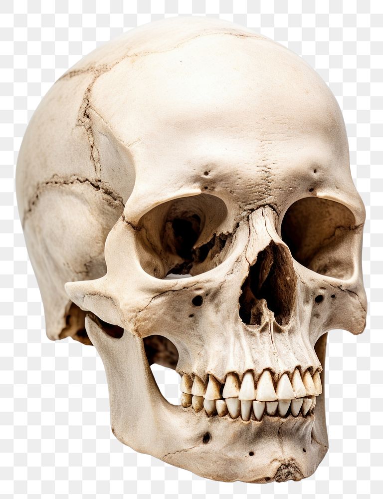 PNG  Human skull white background anthropology sculpture. AI generated Image by rawpixel.