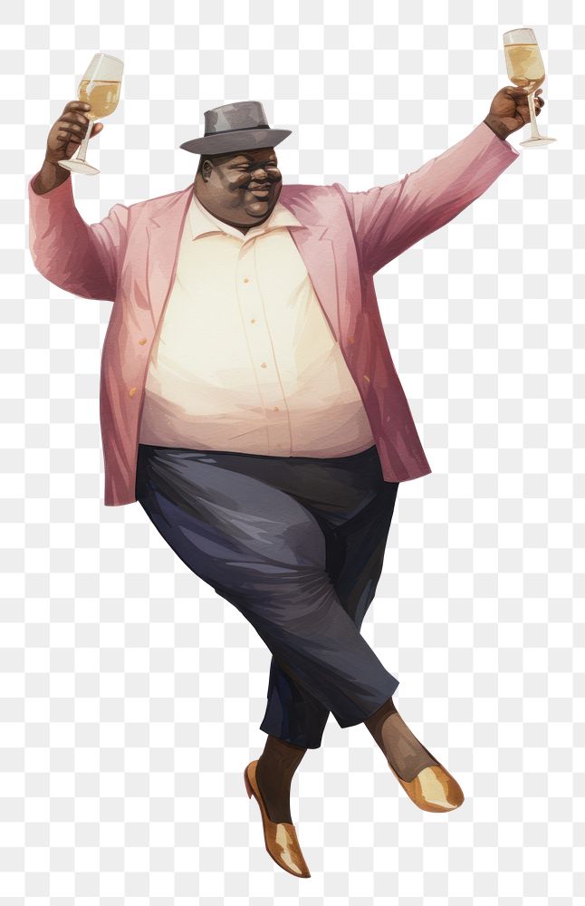 PNG Chubby blackman dancing portrait adult glass. AI generated Image by rawpixel.