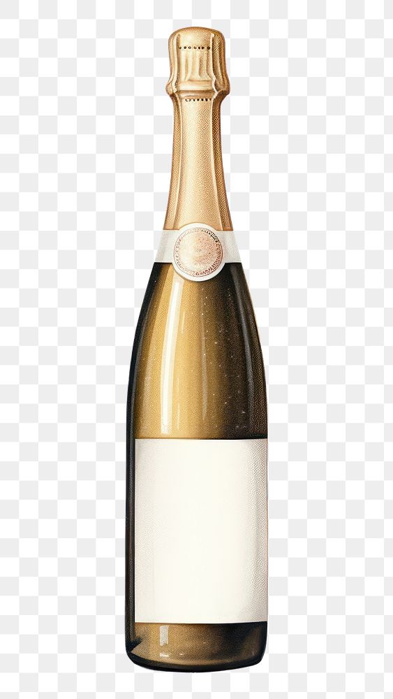 PNG Champagne bottle drink wine white background. AI generated Image by rawpixel.