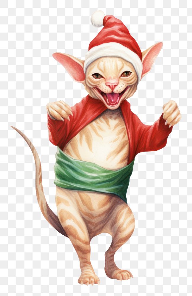 PNG Chubby Sphinx cat dancing rat white background representation. AI generated Image by rawpixel.