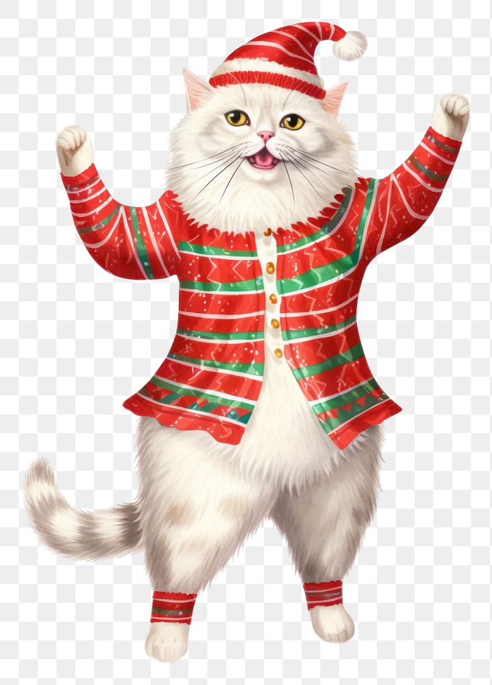 PNG Chubby Ragdoll cat dancing pet christmas mammal. 