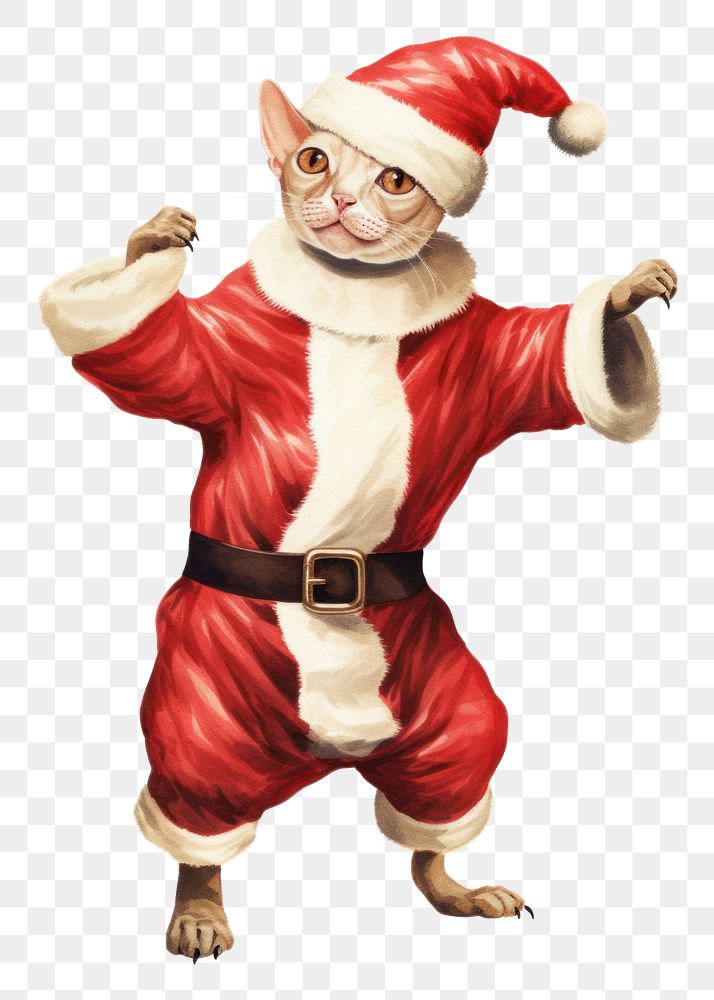 PNG Chubby Sphinx cat dancing costume christmas figurine. AI generated Image by rawpixel.