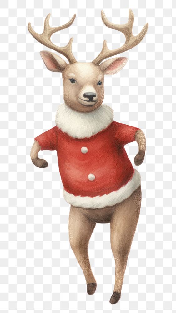 PNG  Chubby deer dancing christmas figurine mammal. AI generated Image by rawpixel.