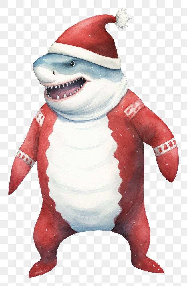 PNG  Chubby shark dancing christmas animal red. AI generated Image by rawpixel.