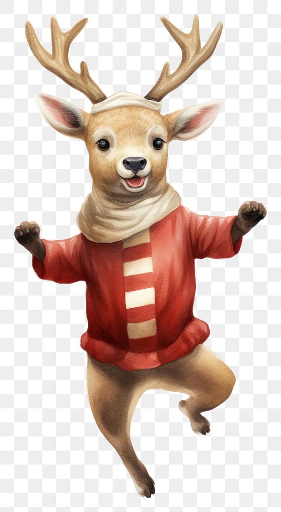 PNG  Chubby deer dancing christmas mammal animal. AI generated Image by rawpixel.