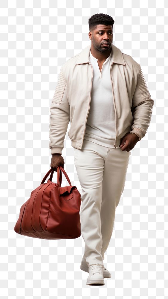 PNG  Young American African man handbag walking fashion. AI generated Image by rawpixel.