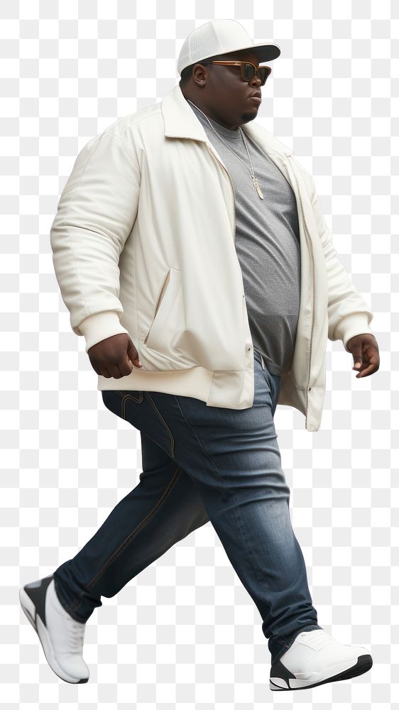 PNG  Young American African chubby man walking footwear adult. AI generated Image by rawpixel.