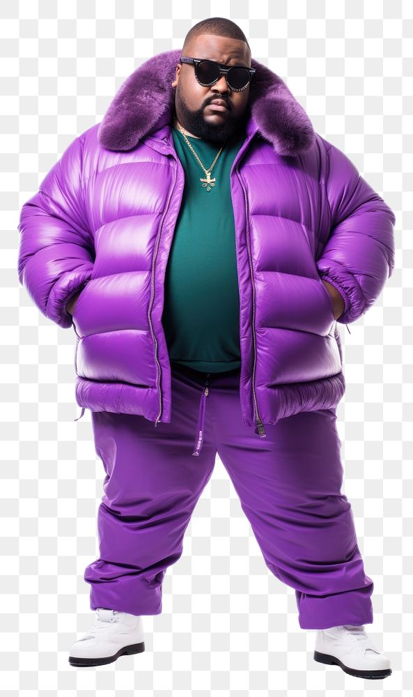 PNG  Young American African chubby man sweatshirt fashion purple. AI generated Image by rawpixel.