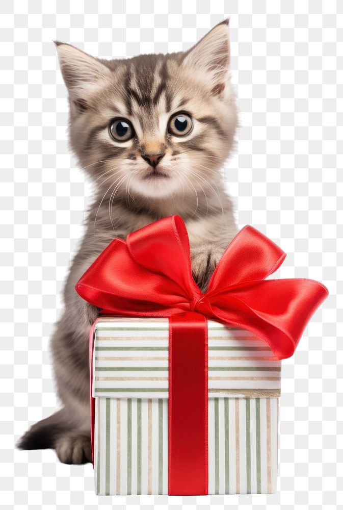 PNG Cat holding gift box mammal animal kitten. AI generated Image by rawpixel.