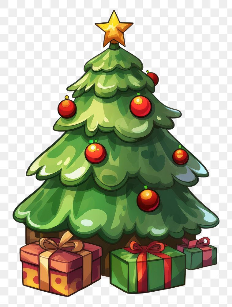 PNG Cartoon christmas tree plant celebration decoration. AI generated Image by rawpixel.