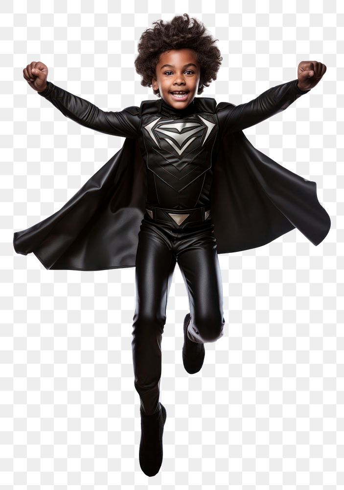 PNG Boy dress as black super hero portrait costume photo. AI generated Image by rawpixel.