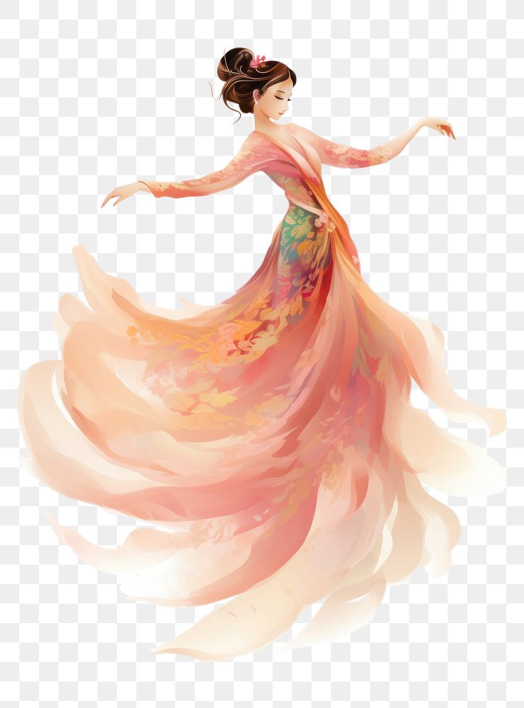 PNG Traditional chinese woman dancing adult creativity. AI generated Image by rawpixel.